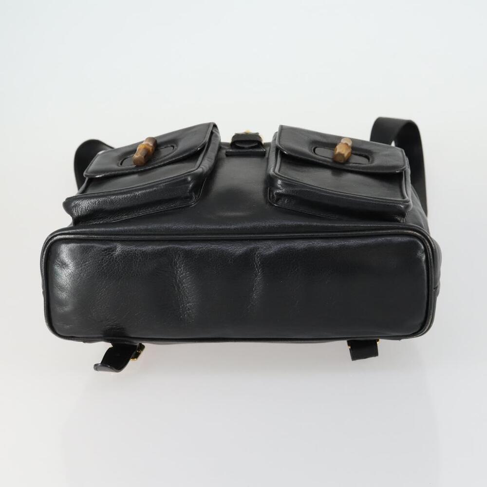 GUCCI Bamboo Backpack Leather Black Gold 003 1998 0016 Auth 153728 - Picture 5 of 16